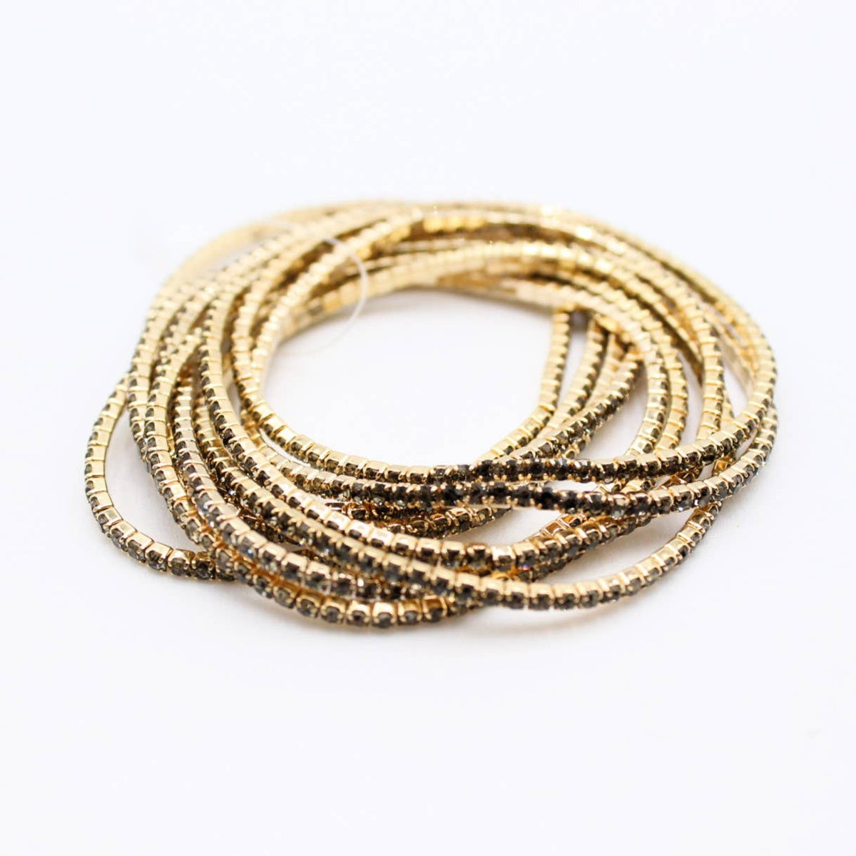 Lot de 10 bracelets en strass doré