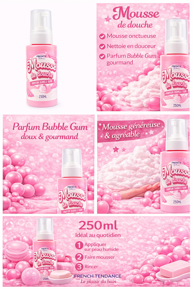 Mousse de douche 250ml - Senteur bubble Gum