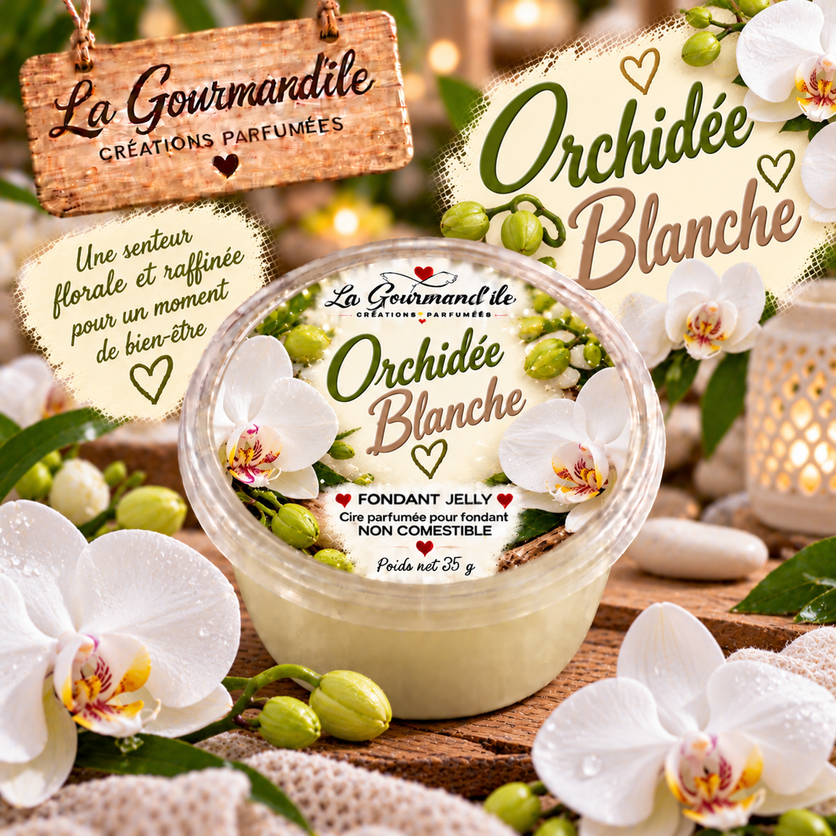 Fondant jelly Orchidée blanche