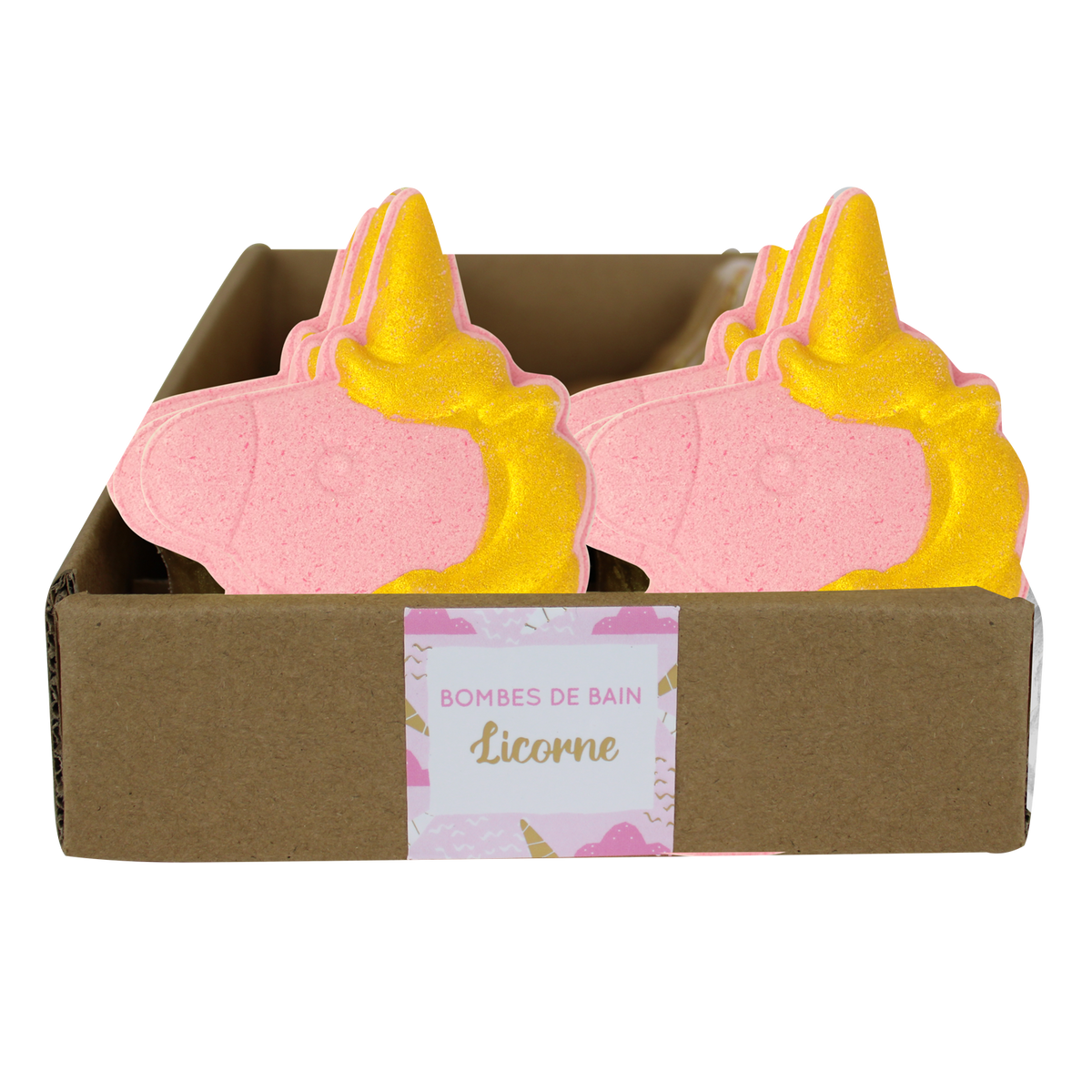 Bombe de bain Licorne Rose/Doré 150 grs - Senteur Bubble Gum