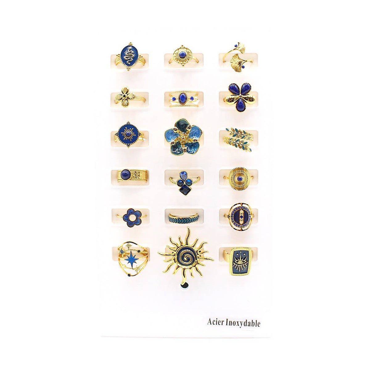 Pack 18 bagues acier inoxydable - Marine