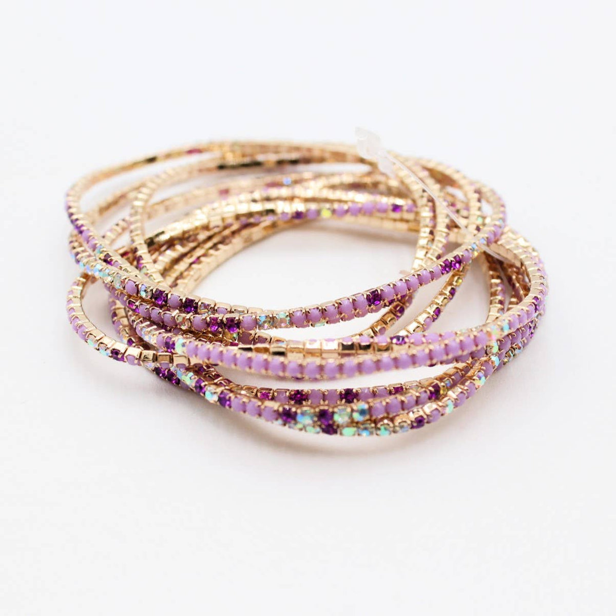 Lot de 10 bracelets en strass doré
