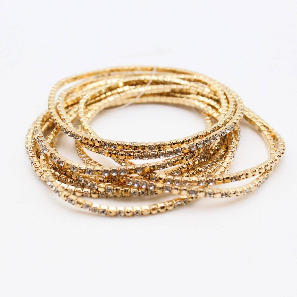 Lot de 10 bracelets en strass doré