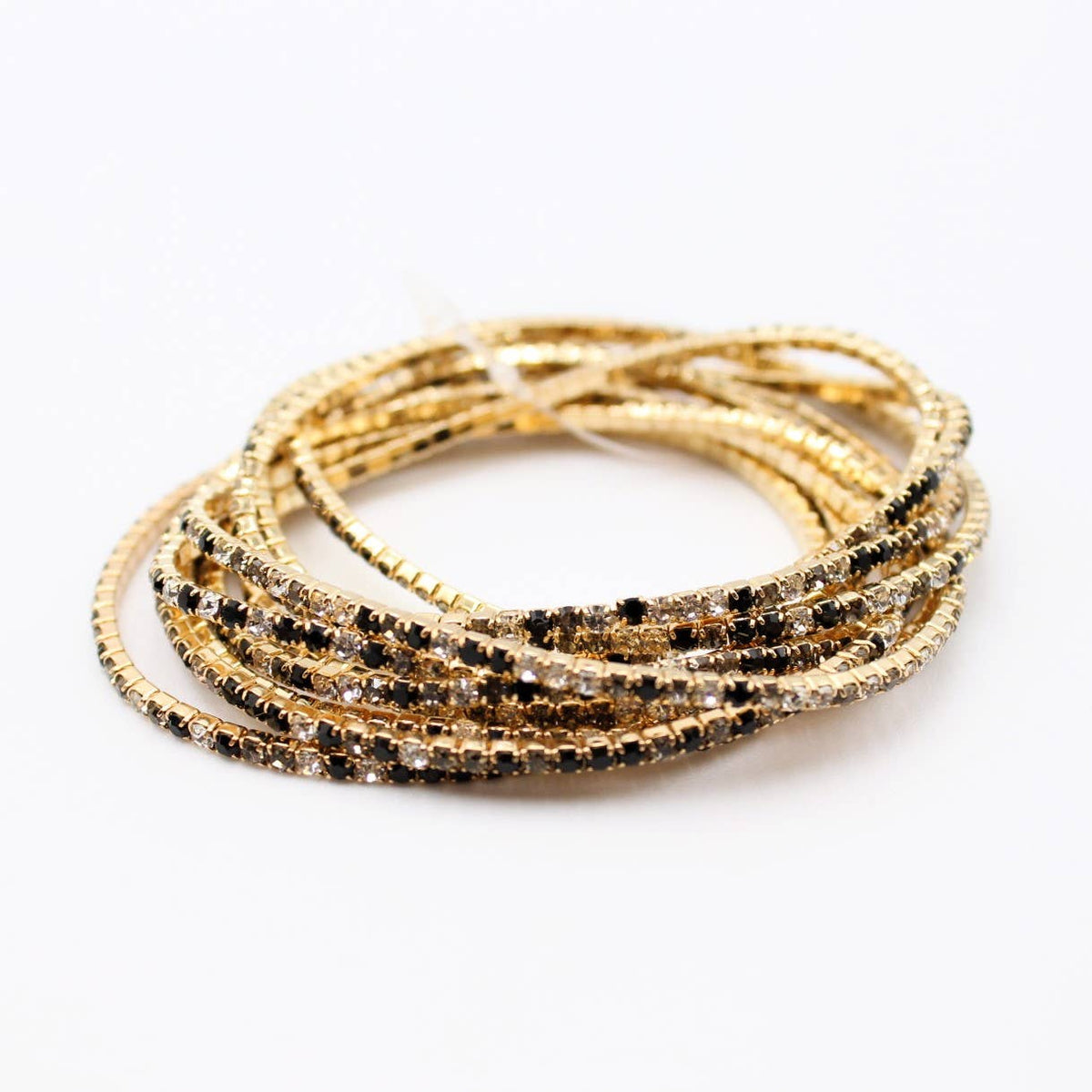 Lot de 10 bracelets en strass doré