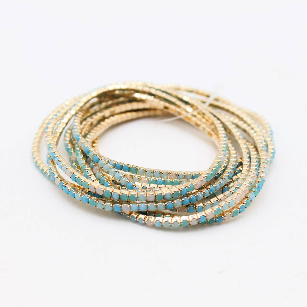 Lot de 10 bracelets en strass doré