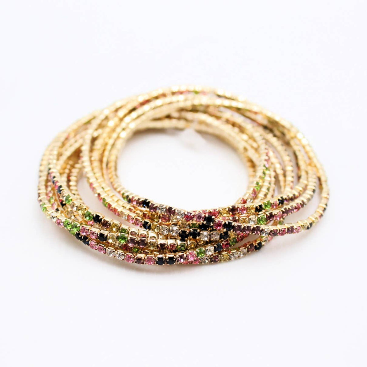 Lot de 10 bracelets en strass doré