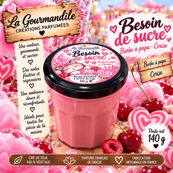 Bougie artisanale parfumée - Besoin de sucre