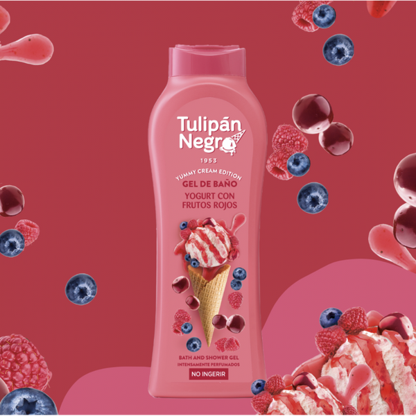 GEL DOUCHE TULIPAN NEGRO 650ML CREME GLACE FRUITS ROUGES