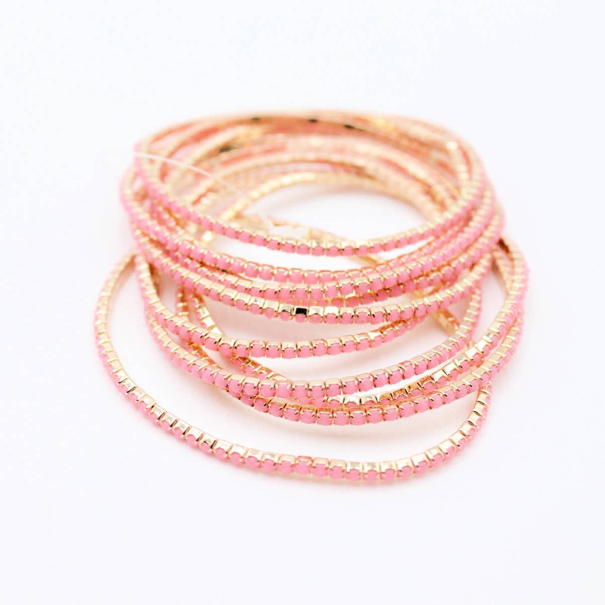 Lot de 10 bracelets en strass doré