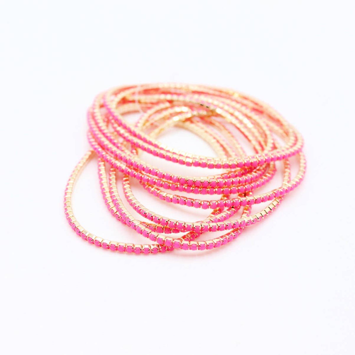 Lot de 10 bracelets en strass doré
