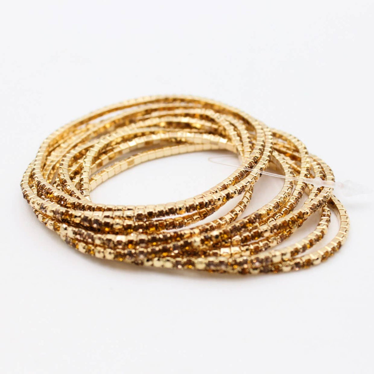 Lot de 10 bracelets en strass doré