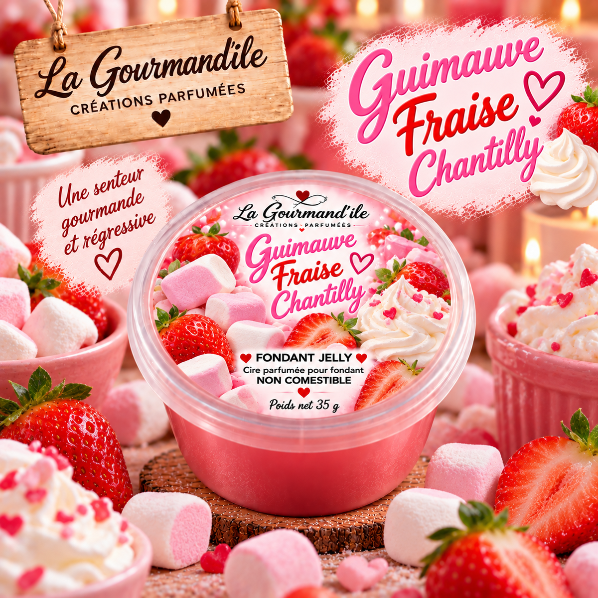 Fondant jelly Guimauve fraise chantilly